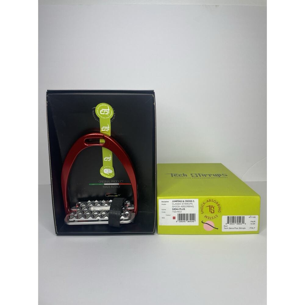 Tech Stirrups Siena PLUS Shock Absorbing Stirrups Jumping Cross Red - 4 3/4"